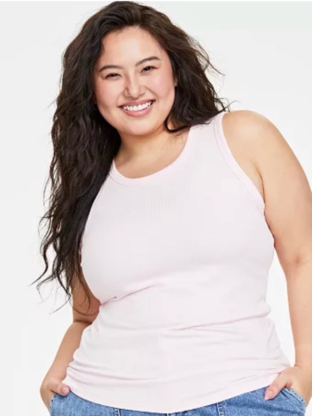 ON·34TH Pink Ribbed Tank Top - XL